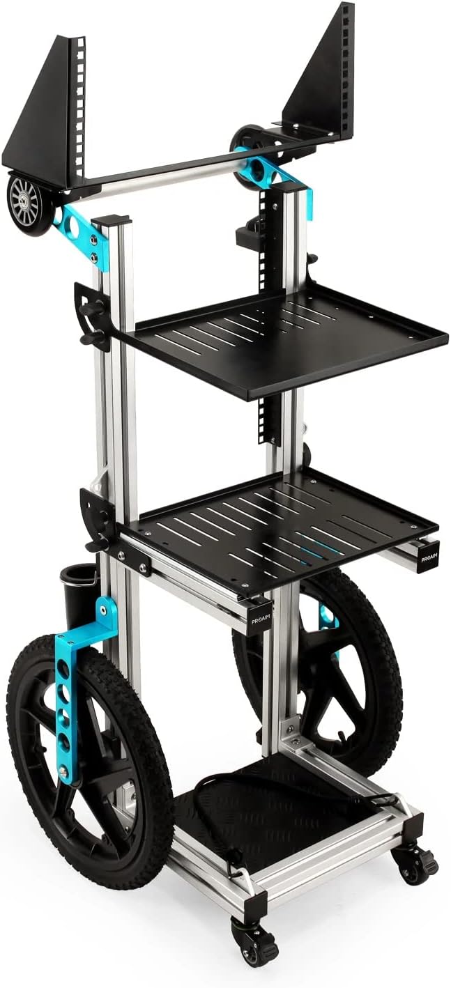 PROAIM Soundchief Vertical Channel Cart for Sound/Video Recording & Production w Rack Mount. Up/down Shelf Adjustment, Reliable Foot Brakes, Collapsible. Payload up to 30kg / 66lb. (CT-SDCF-CV4)