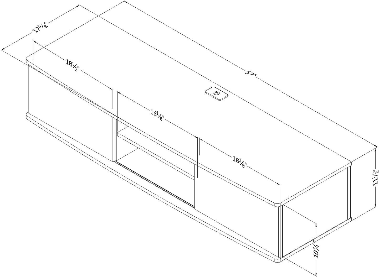 South Shore Floating Wall Mounted Media Console, Pure White, 56',