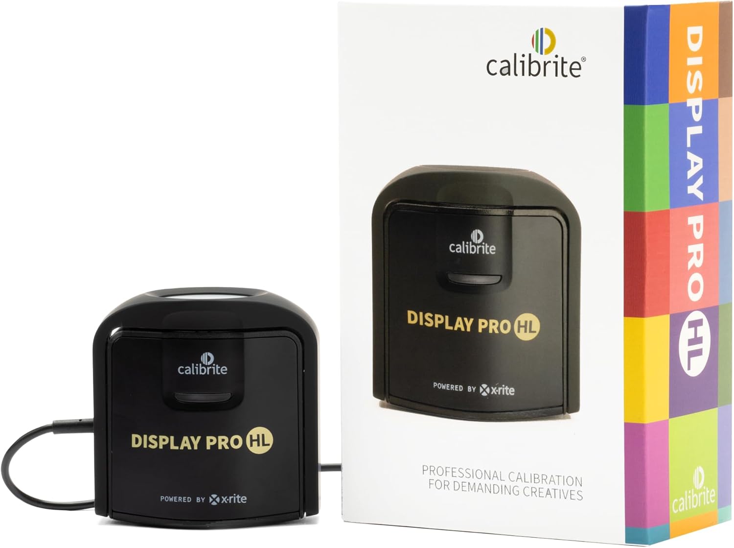 Calibrite Display Pro HL Monitor Calibration Colorimeter for LCD Mini LED and OLED Displays, Measure up to 3000 Nits, PROFILER Software, USB C with Adapter, Validation/Color Uniformity Tools