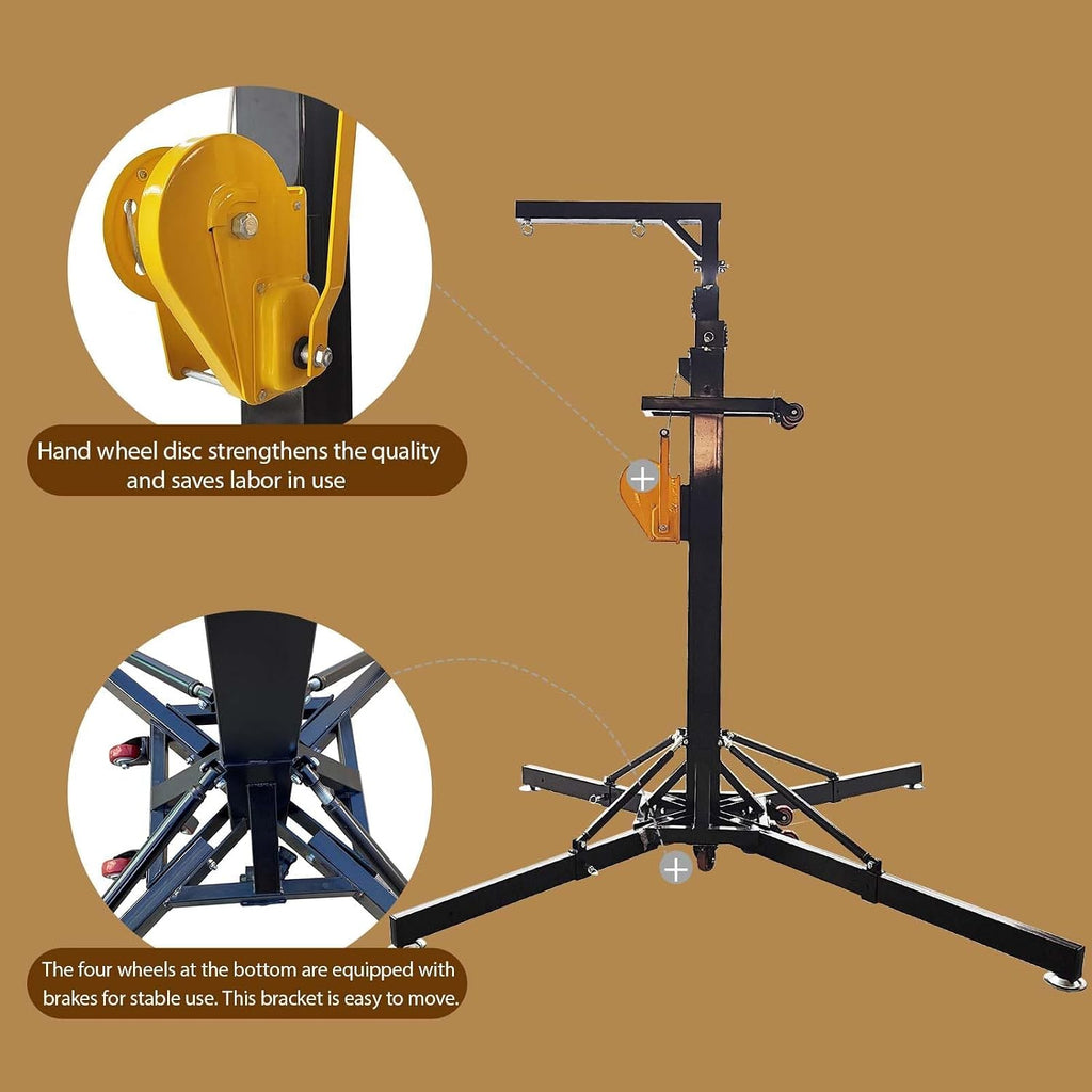Two Loudspeaker Box Steel Audio Stands Heavy Duty Telescoping Crank Up Sound Speaker Bracket 6.5-19.6ft Height with Outriggers Hanging Line Array System Lifting Support 550LB Load for DJ Bars