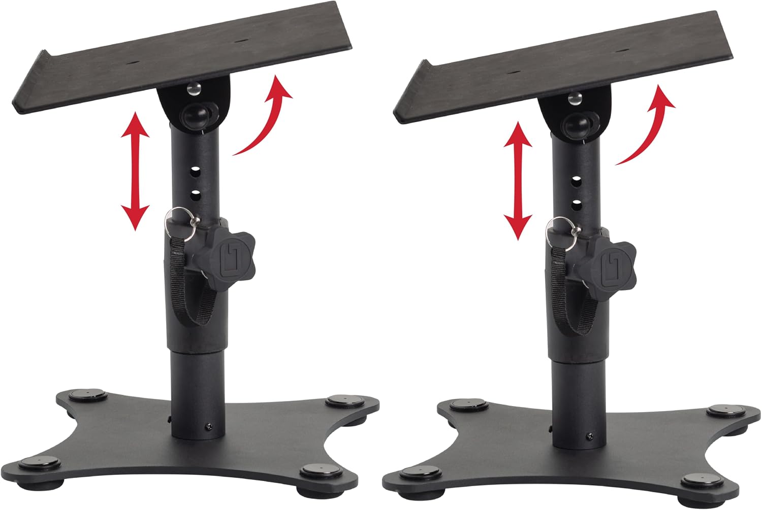 Gator Frameworks Desktop Studio Monitor and Speaker Stands with EVA Foam Padded Surface, Angle Adjustable from 0° to 15° – Set of 2 (GFWSPKSTMNDSK)