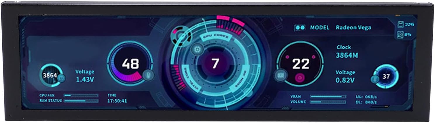 8.8 Inch Computer Secondary Screen,1920x480 LCD Display,PC Temperature Monitor,Computer Case Temperature Screen,Computer Secondary Display,CPU GPU Monitor