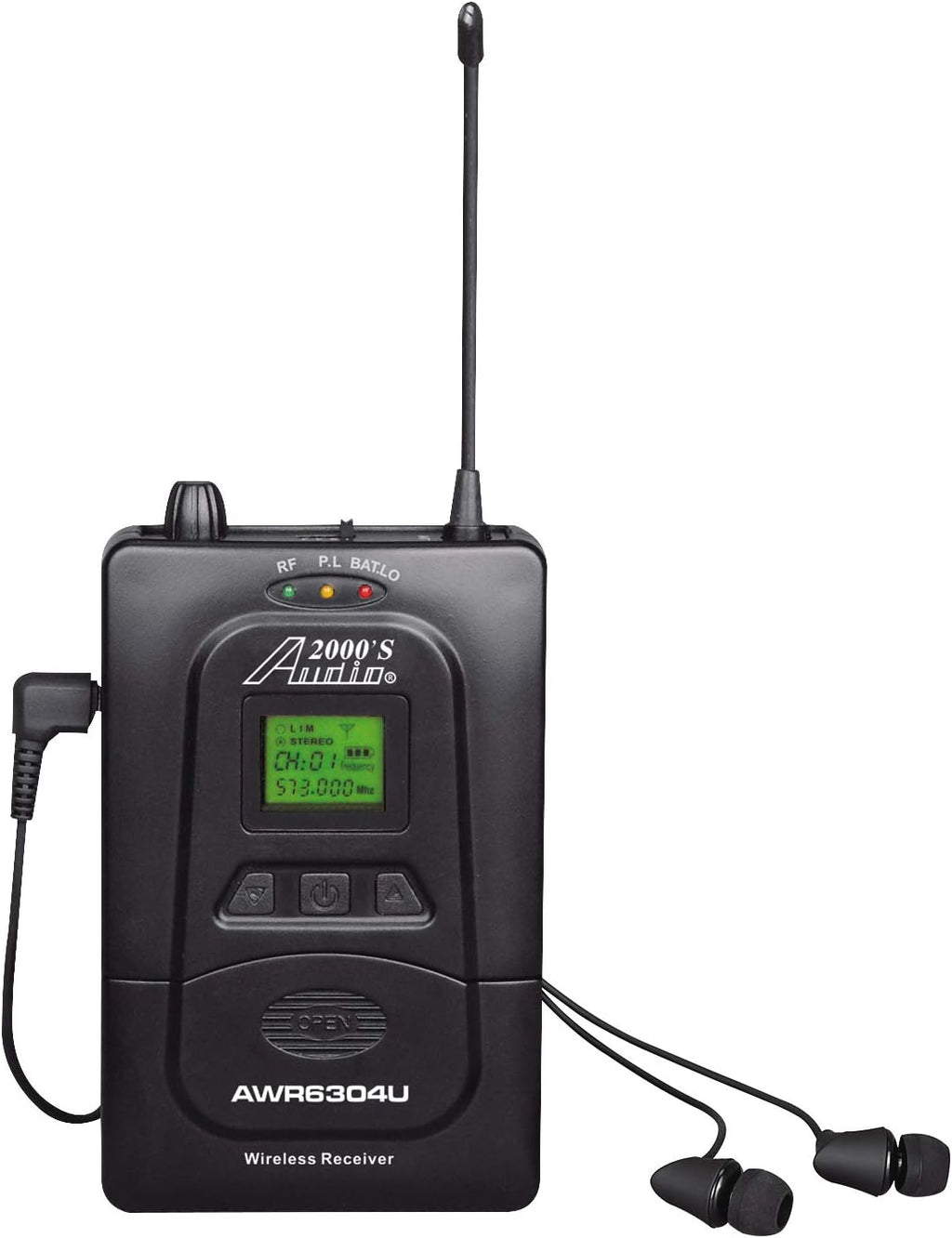 AUDIO 2000'S AWM6308U UHF 100 Selectable Frequency Wireless in-Ear Monitor System with One Wireless Receivers, One Wireless Transmitter, and a PVC Carrying Case