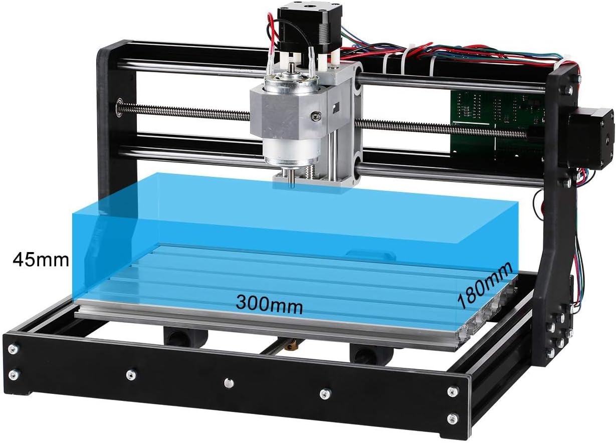Genmitsu CNC 3018-PRO Router Kit GRBL Control 3 Axis Plastic Acrylic PCB PVC Wood Carving Milling Engraving Machine with Offline Controller, XYZ Working Area 300 x 180 x 45mm
