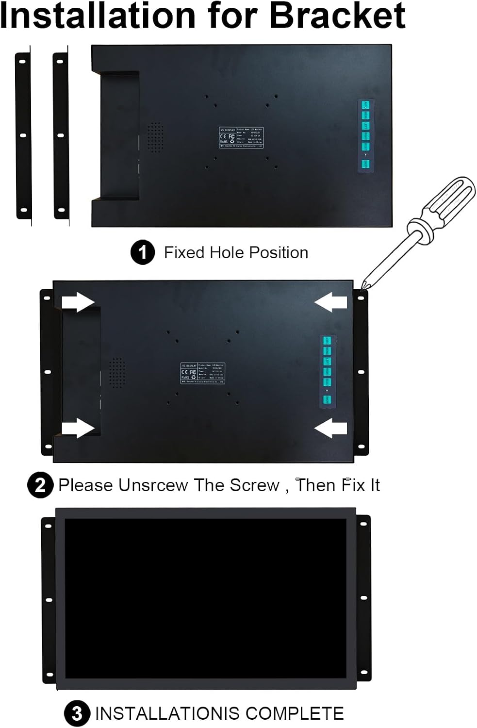 VSDISPLAY 21.5 Inch 1920x1080 IPS LCD Industrial Monitor 1000 Nits High Brightness Supports H/D/DVI/VGA Video Inputs,for Outdoor Display