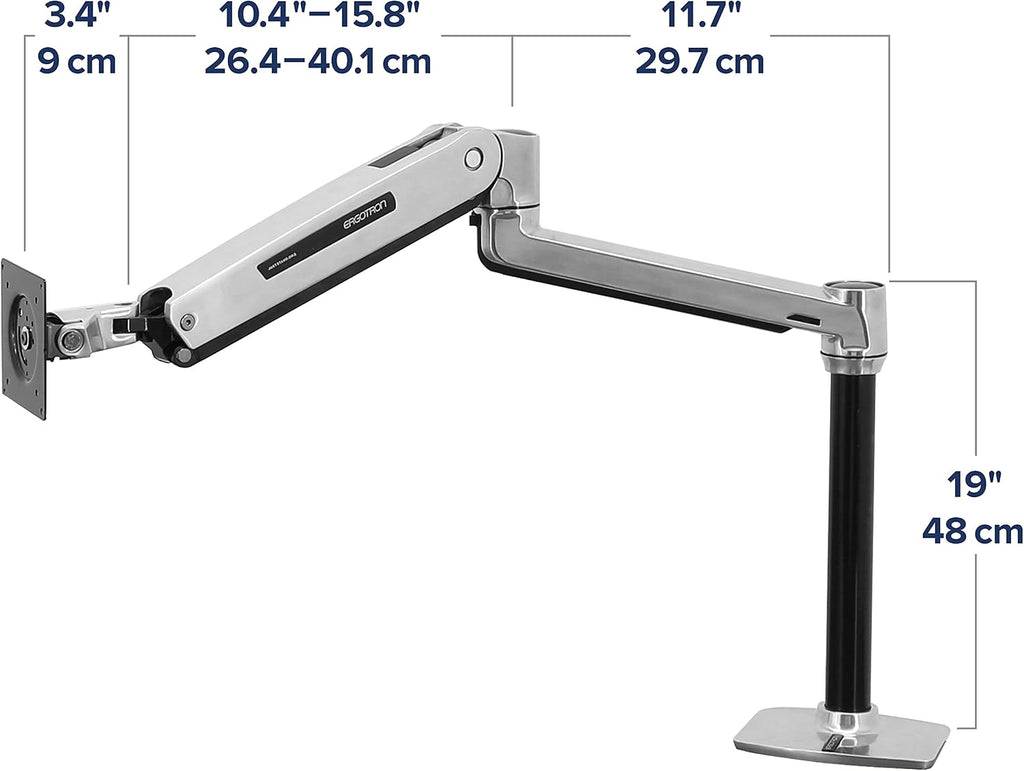 Ergotron – LX Sit-Stand Single Monitor Arm, VESA Desk Mount – for Monitors Up to 42 Inches, 7 to 25 lbs – Polished Aluminum