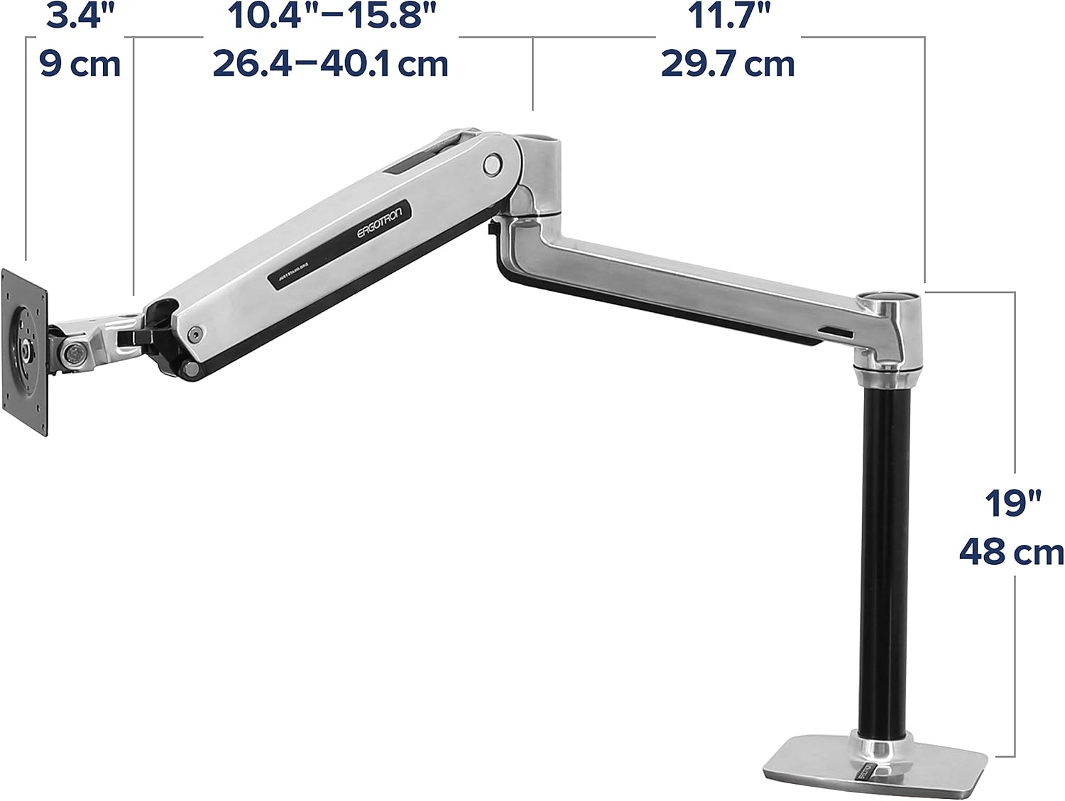 Ergotron – LX Sit-Stand Single Monitor Arm, VESA Desk Mount – for Monitors Up to 42 Inches, 7 to 25 lbs – Polished Aluminum