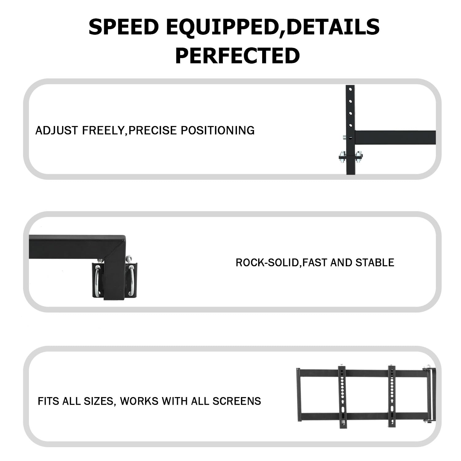 Suppllueer Racing Simulator Triple Monitor Stand Adjustable for 24-32 Inch Screens Triple-Screen Display Stand Compatible with Round Tube Cockpit
