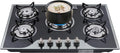 30Inch Gas Cooktop, 5 Burner Gas Stove, NG/LPG Dual Fuel Cooktops Gas Cooker, Built-In Stove Top Stainless Steel with Tempered Glass Panel, Independent Switch Control, for Home Kitchen, Restaurant