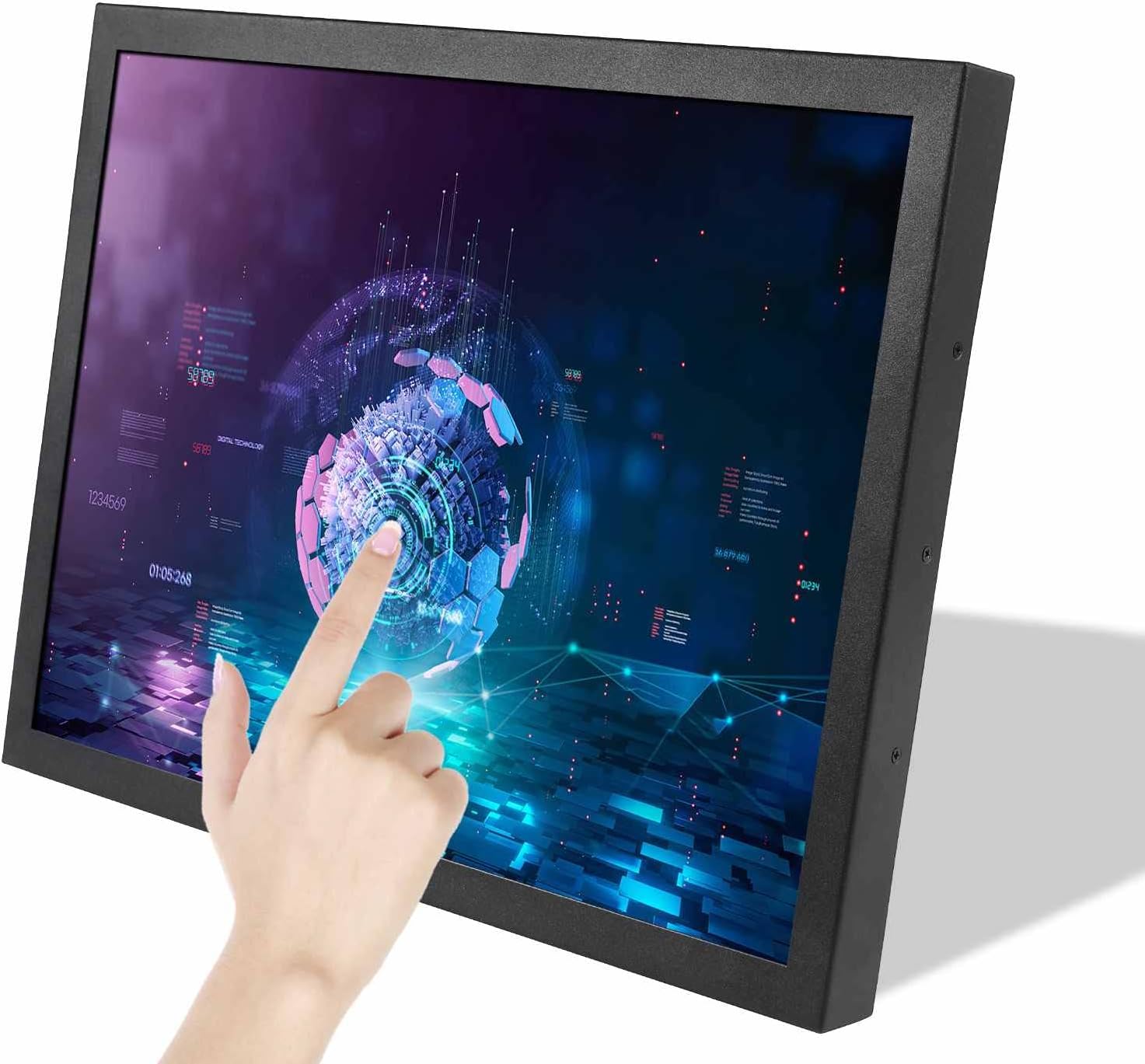 VSDISPLAY Portable Industrial Monitor with Dual Speaker,15 Inch 1024x768 4:3 IPS LCD Touchscreen and VGA DVI Video Input,Metal Shell with Bracket