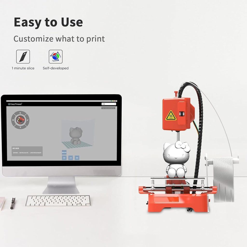K7 3D Printer, Desktop Mini 3D Printer, Not Leveling Required Printer for Beginners, Kids, Student Education, 100 * 100 * 100 mm Print Size, One Keys Printing Black