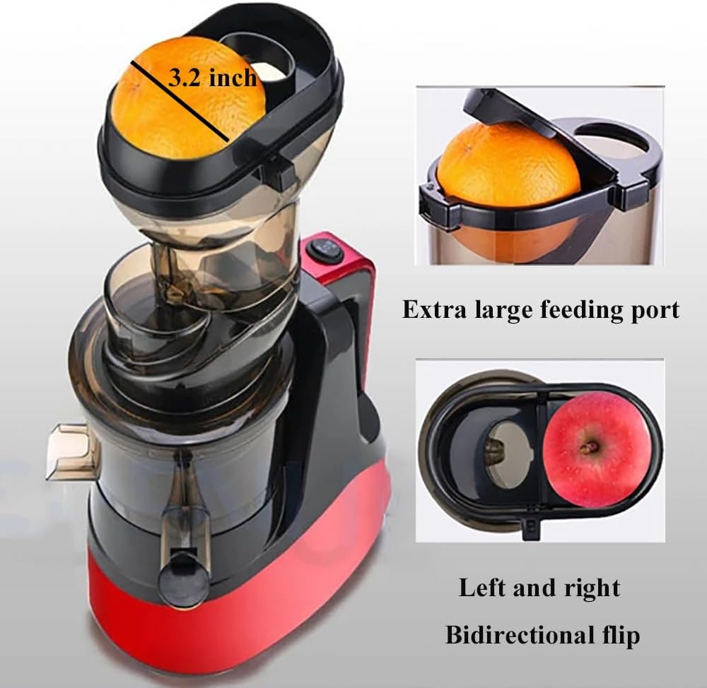 Centrifugal Juicer Machines,3.2' Large Feed Chute For Whole Fruits & Vegetables,Stainless Steel Slow Masticating Juicer,Easy To Clean,7-Segment Spiral Shaft,3 Strainers,Silver