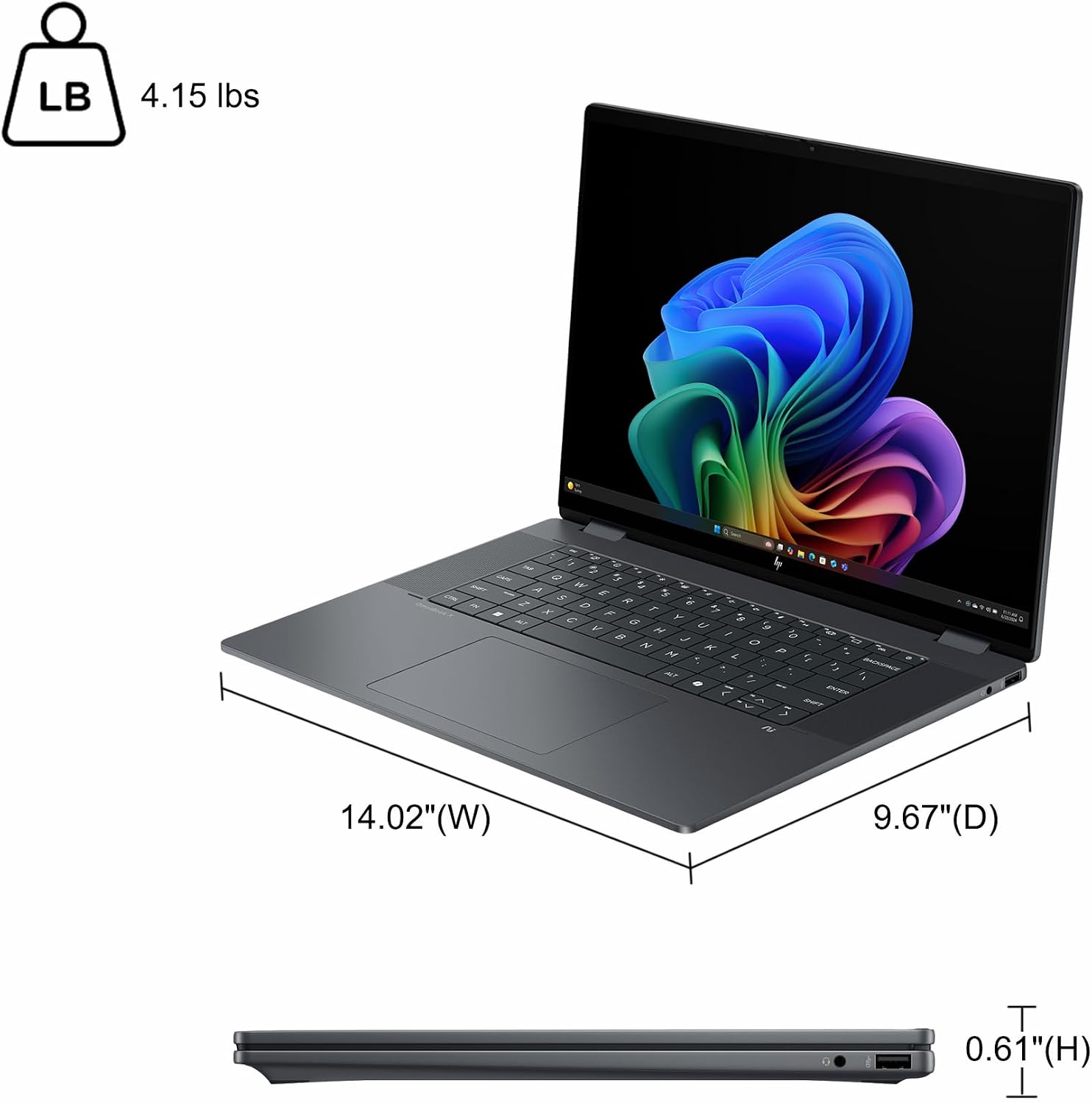 HP OmniBook X Flip 2-in-1 Laptop 16' 3K OLED Touch (500nits HDR, 120Hz) Intel 8-core Ultra 9 288V (Up to 48 Tops) 32GB RAM 2TB SSD for Creator Business Professional Win11Pro ICP Hub