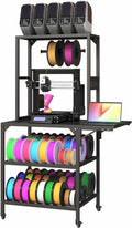 3D Printer Stand with Lockable Wheels | 3d printer cart with T-Shaped Filament Storage & 200LB Workbench for Home Office, Studio | Metal Frame & Easy Assembly