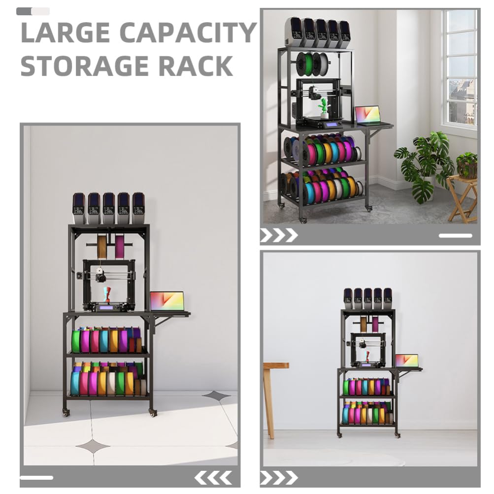 Mipcase 3D Printer Stand: Heavy Duty Rolling 3D Printer Table with Double-Layer Storage Rack - Metal Workbench for Studio, Home Office, Workshop