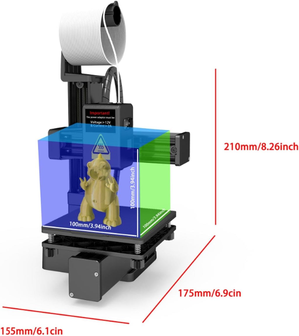 Fabater Mini 3D Printer, 100x100x100mm 3D Printing Machine with Removable Build Plate, 40mm / s Faster Print Speed, 1.75mm PLA & TPU Filament Compatibility, DIY Printers for Beginners (Black)