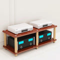 Audio Storage Rack, Audio Rack Stand, Audio Rack Tower, AV Media Stand Made of Engineered Wood+Solid Wood for Home Theater 2 Sizes 4 Colors(Brown,2 Layer)