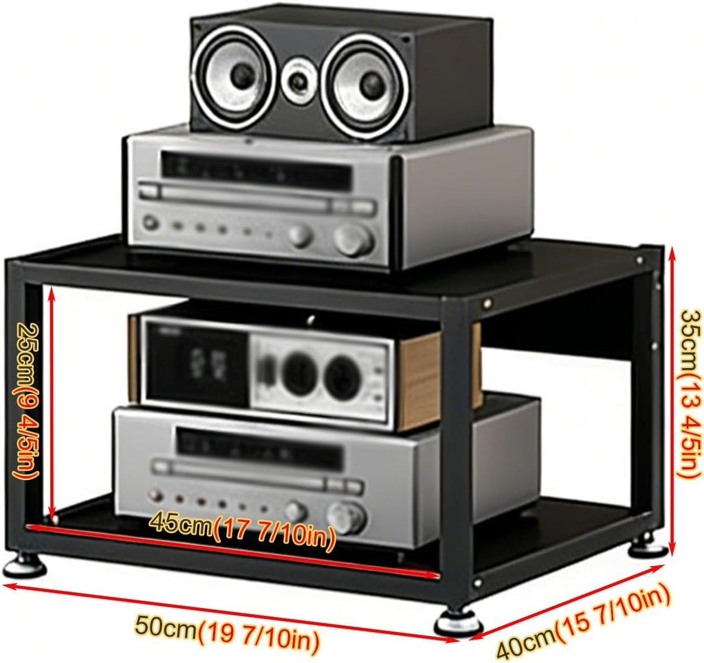 YLLFFLL Small Audio Component Rack Tower Media Stereo Stand Equipment Shelf 2 Layer, Modern Audio Stands and Cabinets for Studio, Standing Game Console Shelf(#2,H 35CM(13 4/5IN))