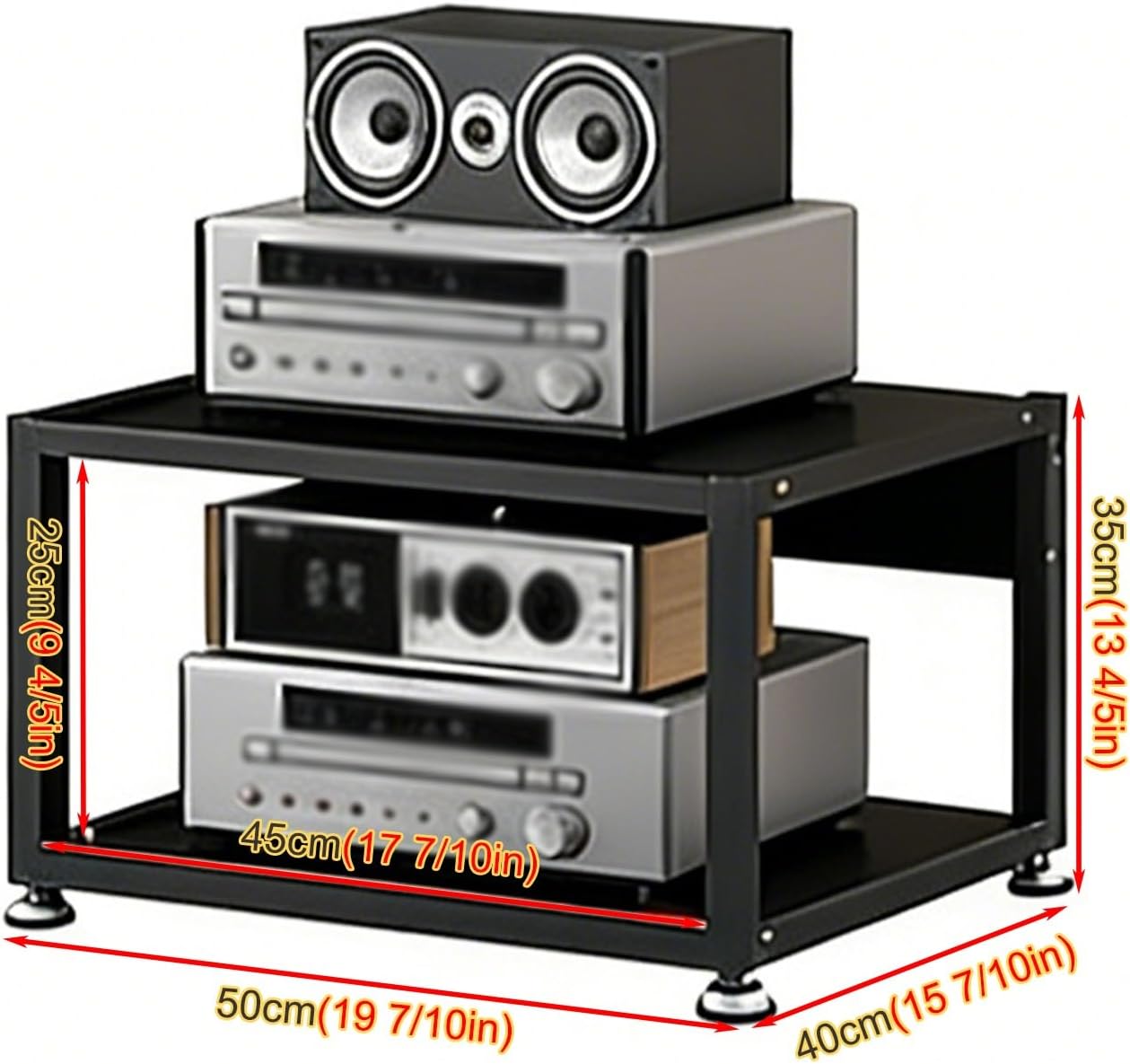 YLLFFLL Small Audio Component Rack Tower Media Stereo Stand Equipment Shelf 2 Layer, Modern Audio Stands and Cabinets for Studio, Standing Game Console Shelf(#2,H 35CM(13 4/5IN))