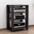 Adjustable 4-Tier Media Storage Cabinet - Stylish Black Wooden AV Stand for Audio/Video Components, Corner HiFi Rack & Amplifier Display (60x50x80cm) - Perfect for Home Entertainment