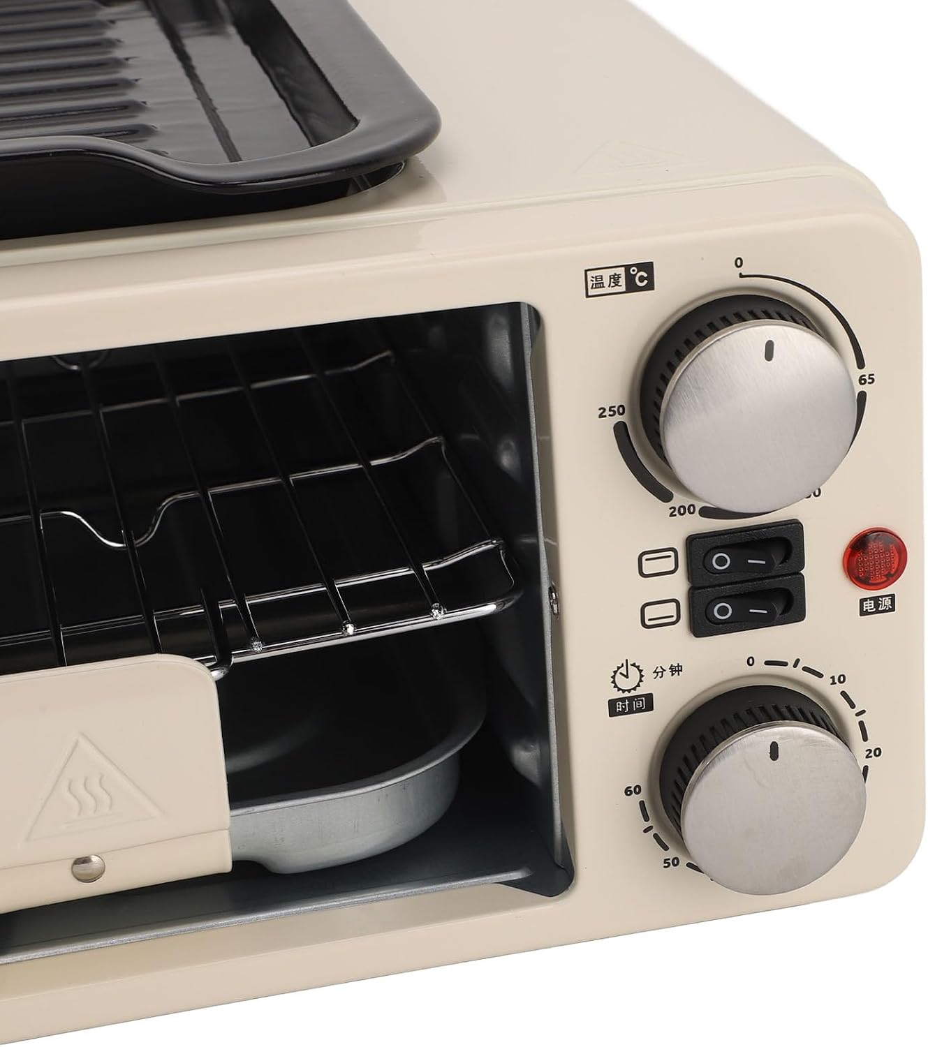 Electric Grill Oven Combo Multifunctional Countertop Toaster Air Fryer Portable Pizza Oven for Kitchen ABS Stainless Steel 14L (US Plug 110V)