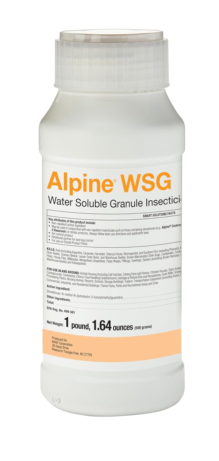 BASF Alpine WSG Water Soluble Granule Insecticide, Indoor Outdoor Pest Control for Ants, Flies, Bed Bugs, German Cockroach, 500g