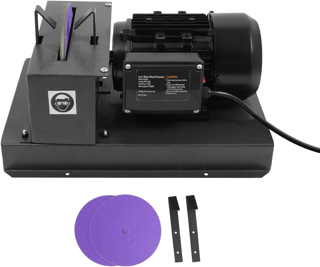 Lawn Mower Blade Sharpener, 2/3HP 500W Electric Blade Grinder, 1700 RPM Bench Blade Sharpening Machine with 7in Grinding Wheel for High-Low Lift Gator Flat Mower Blades