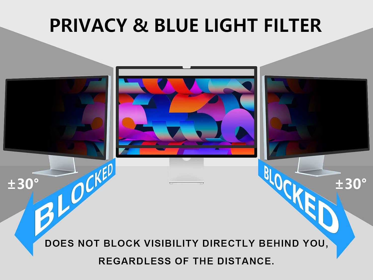 FILMEXT [2-Pack[2022 New] 27 inch privacy screen for monitor compatible with Apple Studio Display 27' Only,Removable Computer Monitor Privacy Screen Shield Anti Blue Light Filter