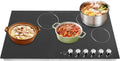 5 Burners Electric Cooktop, 35 Inch 48000W Electric Ceramic Cooktop Built-in Electric Stove Top with 5 Heating Levels, Kid Safety Lock, Timer and Knob Control, 110V for Hard Wire (No Plug)
