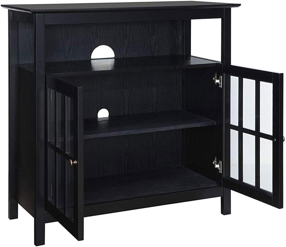 Convenience Concepts Big Sur Highboy TV Stand 36' - Modern Entertainment Center For TVs up to 40', Storage Cabinet for Dining, Living Room, & Entryway, Console Hall Table with Shelves, Black