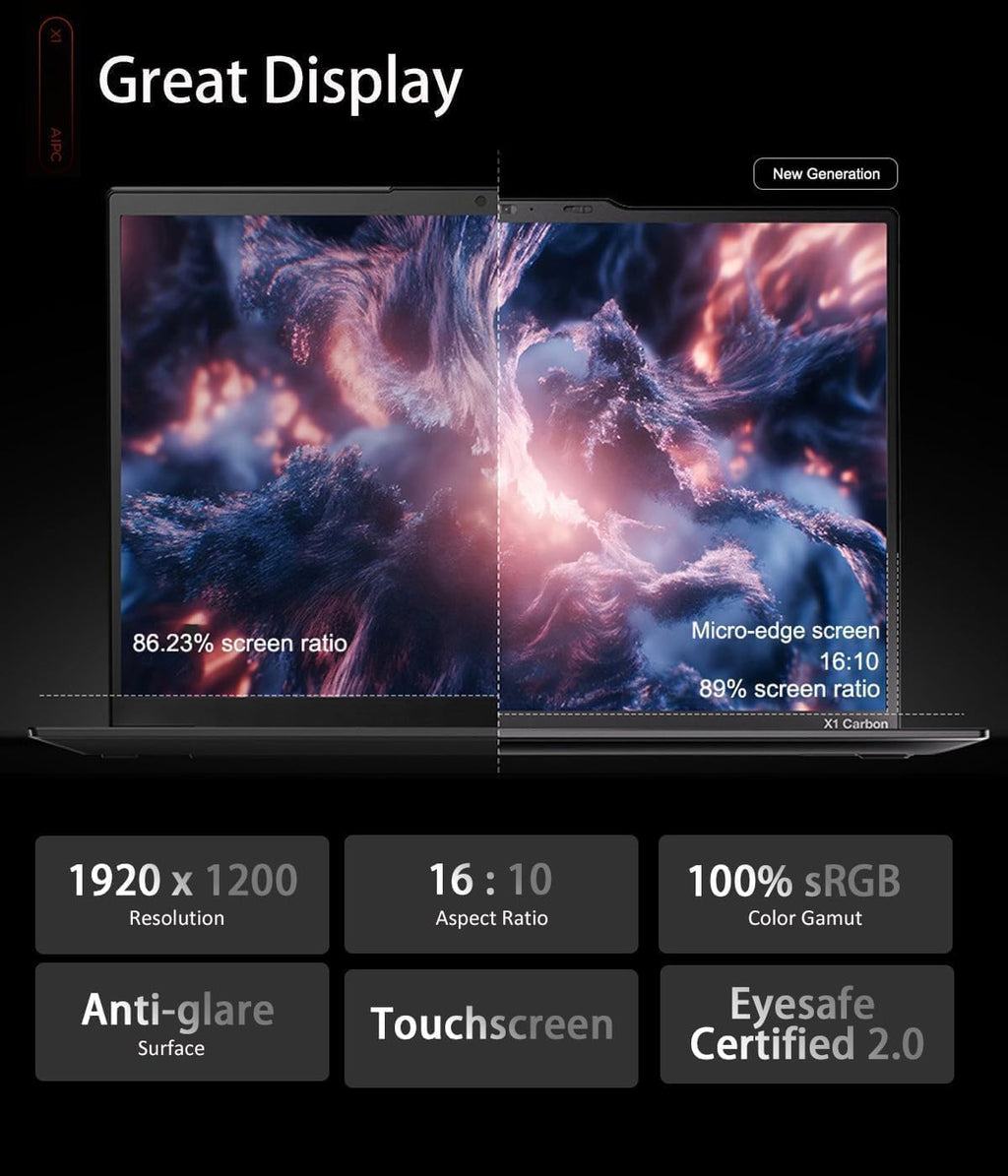 Lenovo ThinkPad X1 Carbon Gen 13 Aura Edition AI PC Laptop (14' FHD+ Touchscreen, Intel Core Ultra 7 255U, 32GB 8400MT/s RAM, 4TB SSD, (>i7-1355U)), Thunderbolt 4, Backlit, FP, IR Webcam, Win 11 Pro