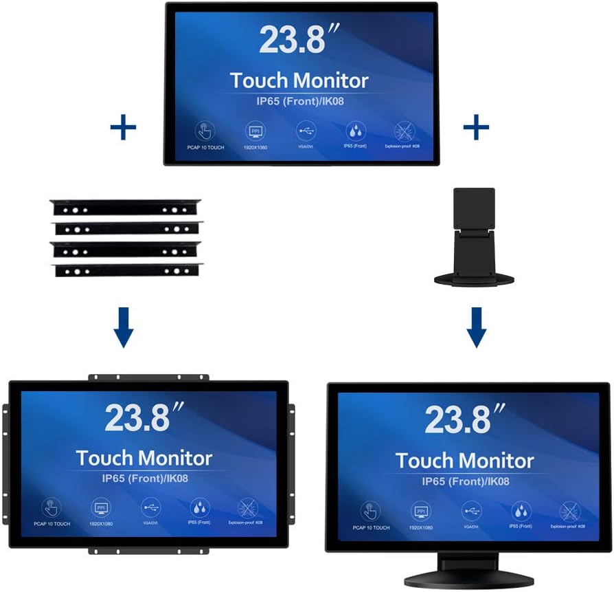 GreenTouch 23.8 Inch 10 Points Open Frame PCAP Touchscreen Monitor - Industrial Touch Display -16:9 -TFT LCD