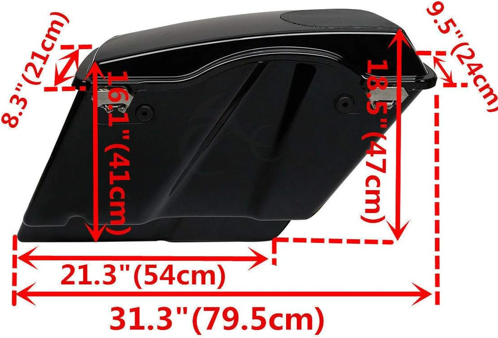 TCMT 5' Extended Saddlebags W/ 5'x7' Speaker Lids for Harley Touring Models CVO Road Glide Road King Street Glide Electra Glide Ultra Classic 1994-2013 (5' Extended Saddlebags)