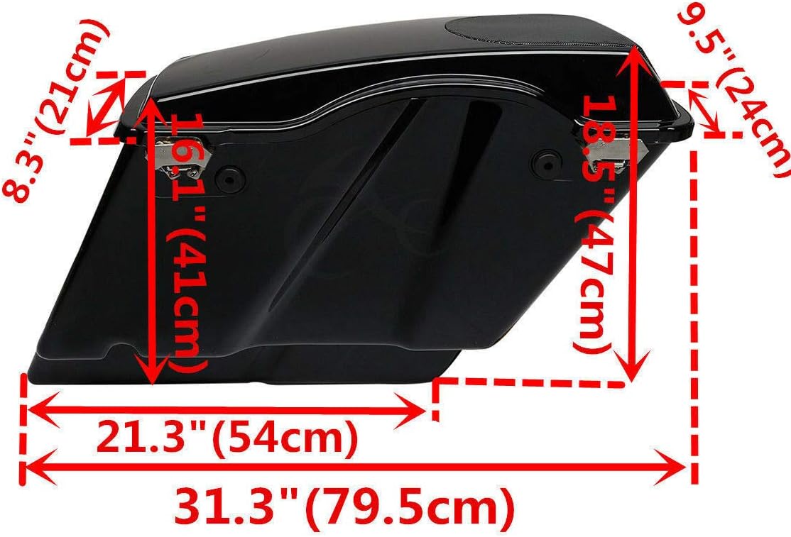 TCMT 5' Extended Saddlebags W/ 5'x7' Speaker Lids for Harley Touring Models CVO Road Glide Road King Street Glide Electra Glide Ultra Classic 1994-2013 (5' Extended Saddlebags)