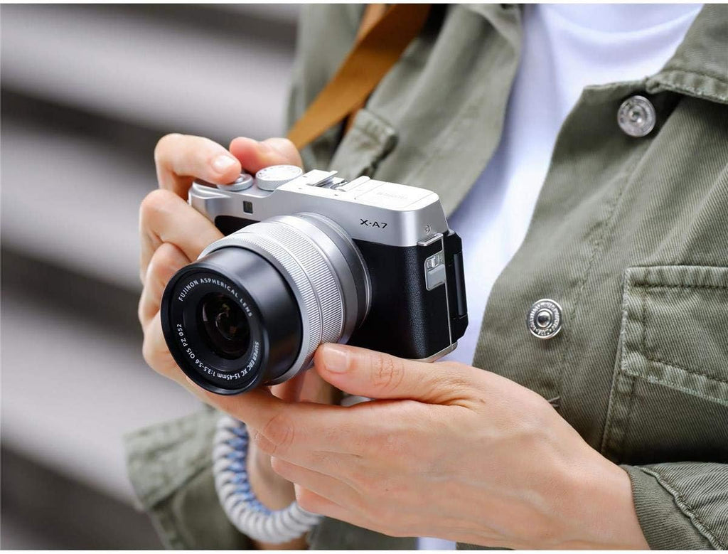 Fujifilm X-A7 Mirrorless Digital Camera w/XC15-45mm F3.5-5.6 OIS PZ Lens, Silver