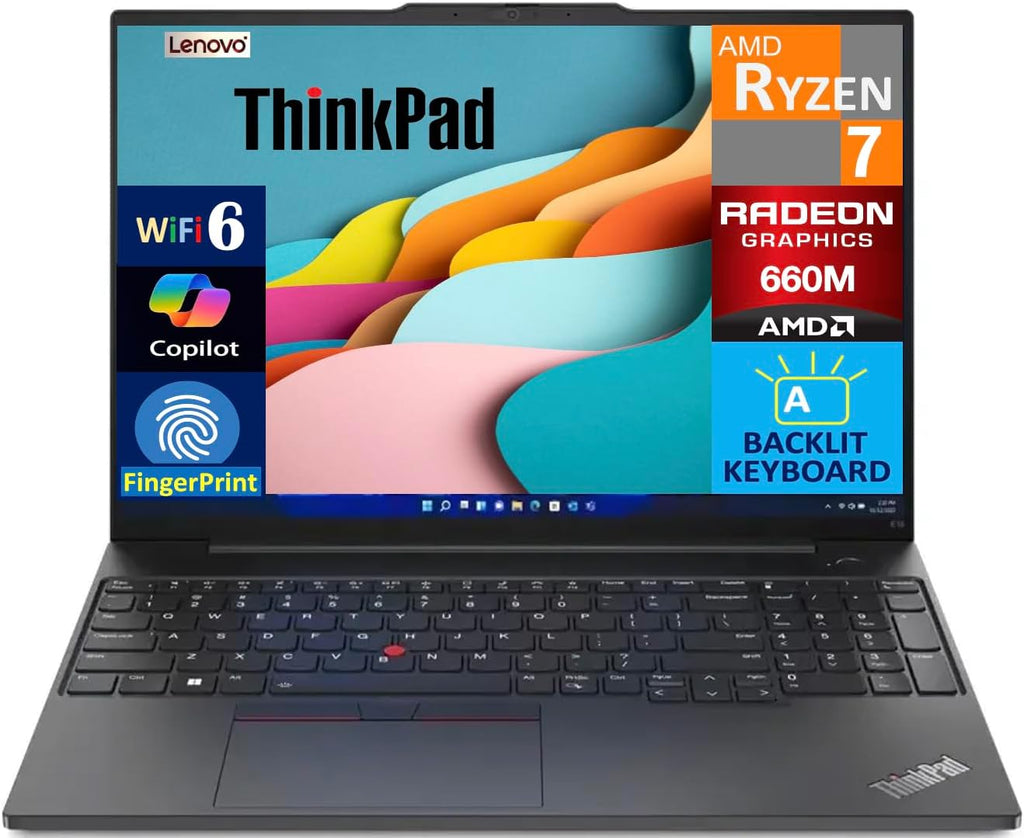 Lenovo ThinkPad E16 Business Laptop 16.0' WUXGA Display (AMD Ryzen 7 7735U, 16GB DDR5, 1TB PCIe SSD, AMD Radeon 660M, Backlit KB, Fingerprint, Thunderbolt 4, Win 11 Pro) w/Dockztorm Hub