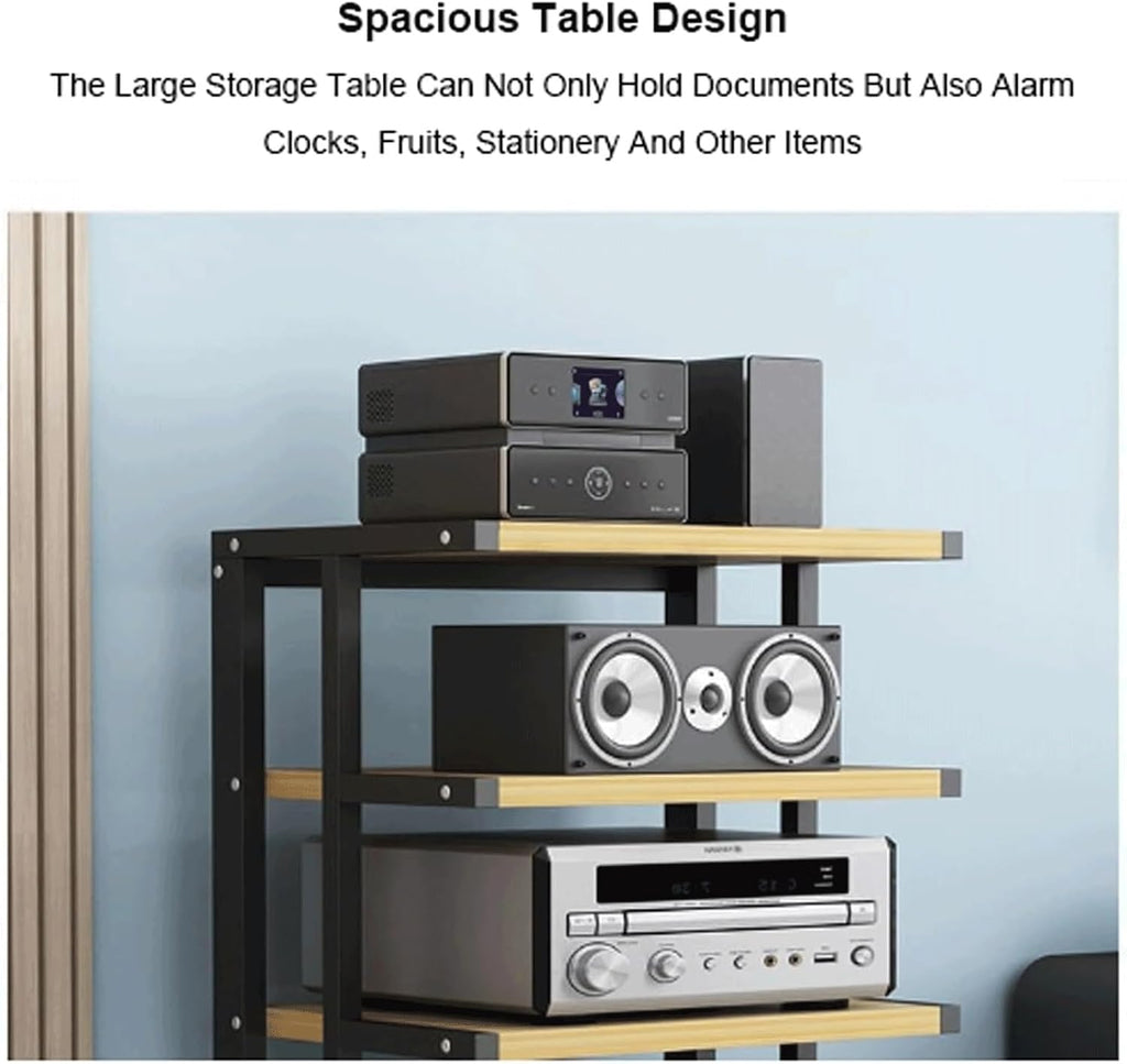 Audio Rack Open Stereo Rack Audio Equipment Rack Audio Movable Stereo Shelf Wood with Wheels HiFi Rack Audio-Video Shelving HiFi Rack(Rot,6 Tier)