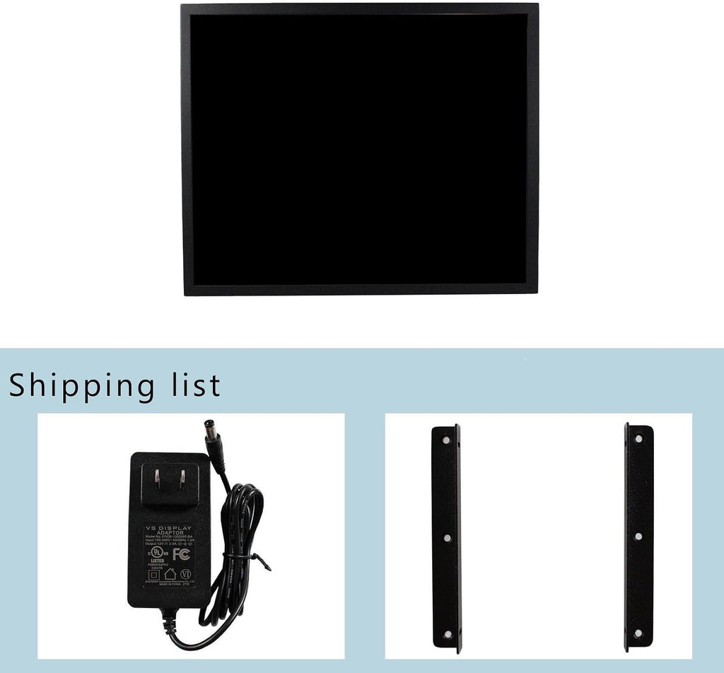 VSDISPLAY 19Inch LCD Monitor 1280x1024 High Brightness Display Support VGA/DVI Video Input,for Gaming/Industrial Secondary Monitor