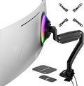 AVLT Single 17'-57' Super Ultrawide Monitor Arm for Screens Up to 59.5 lbs, Premium Aluminum Desk Stand, Adjustable Pneumatic Height, Full Motion Swivel Tilt Rotation, USB-C&A Ports, Black