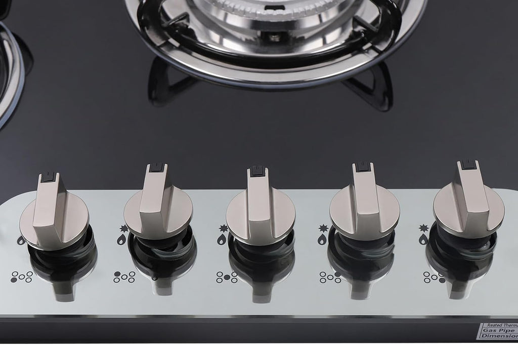 30 Inch Gas Cooktop Built-in Stainless Steel Gas Stovetop 5 High Efficiency Burners Gas Stove LPG/NG Convertible Gas Hob Easy to Clean