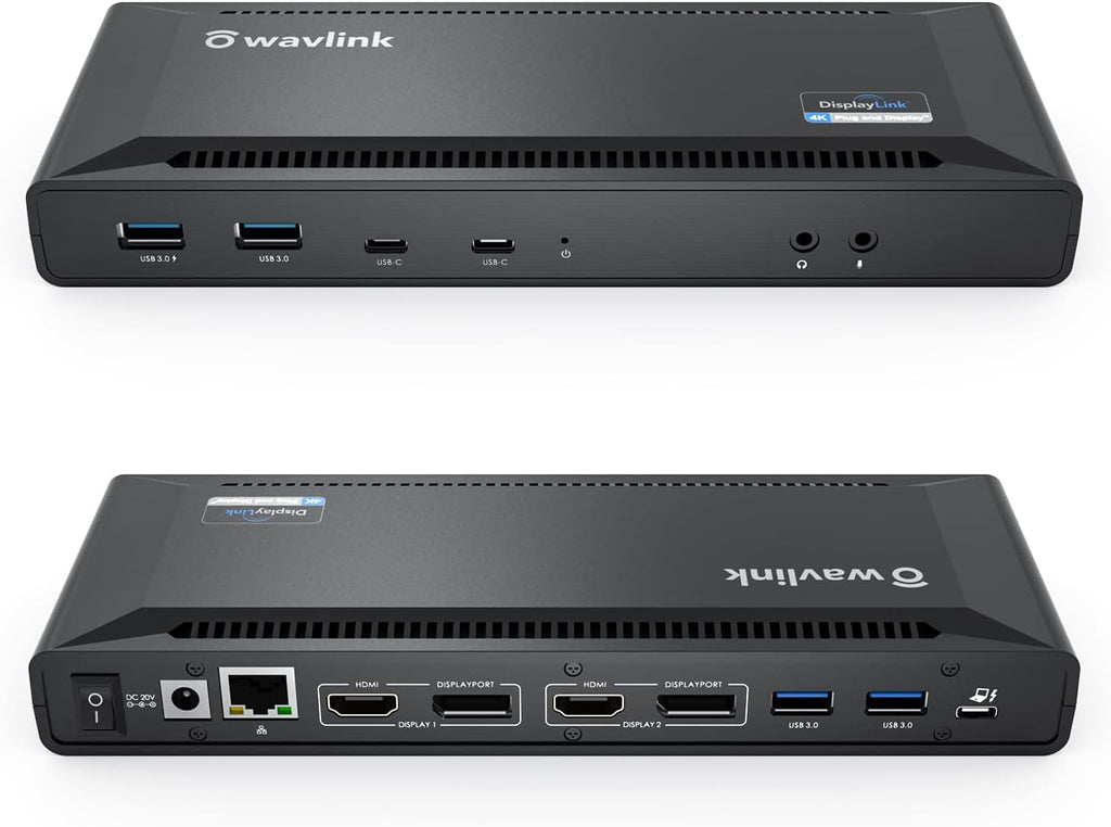 WAVLINK 4K Universal USB C Docking Station Dual Monitors, Displaylink Dock, 100W PD Charging for MacBook Neo/Air/Pro, Thunderbolt 4/3, USB-C Windows Mac, 2 DisplayPort & 2 HDMI, Ethernet, Audio