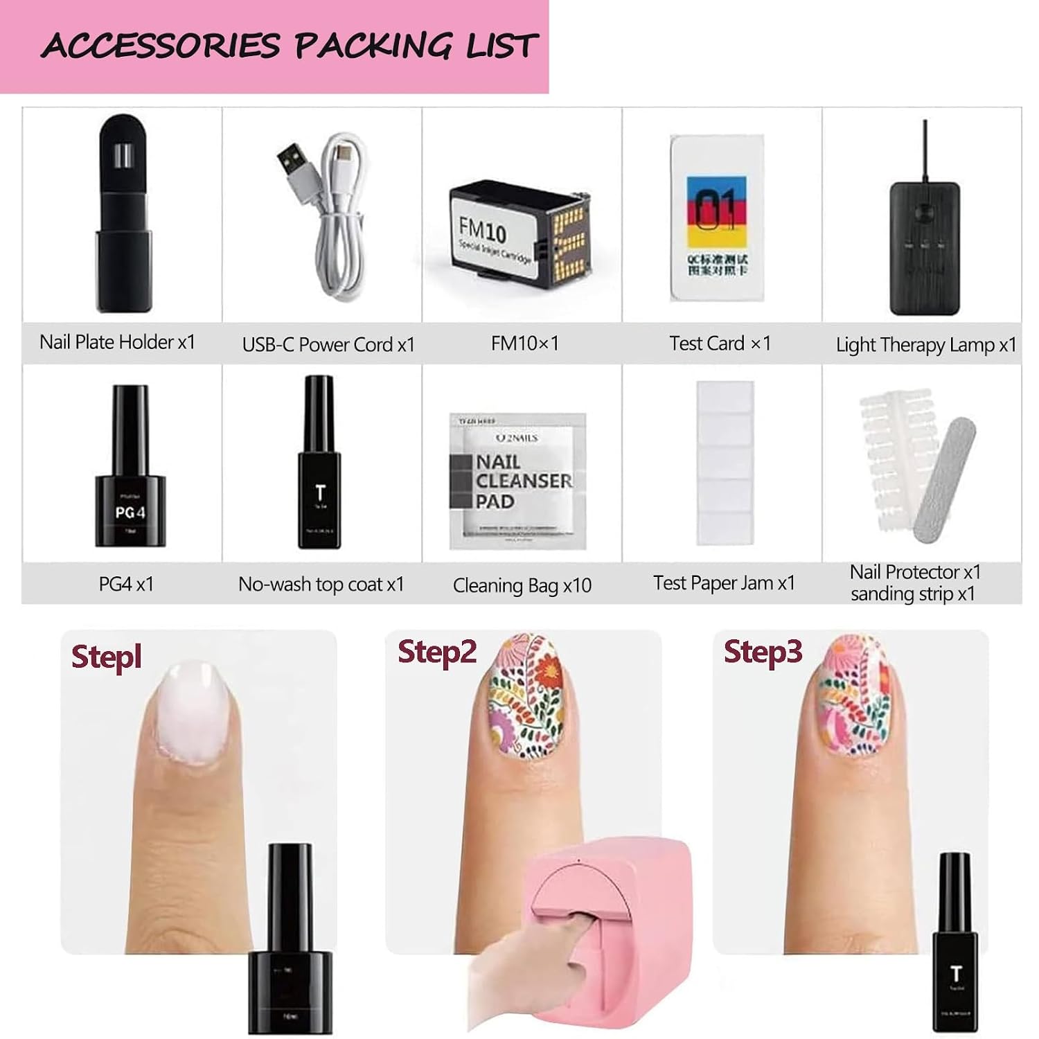 3D Nail Printer Robot Nail Painting Machine, Digital Intelligent Art Printers for Kids/Nails Salon/Manicure/Nails Lovers, Camera Identification, Over 1000 Pictures, 30s Done