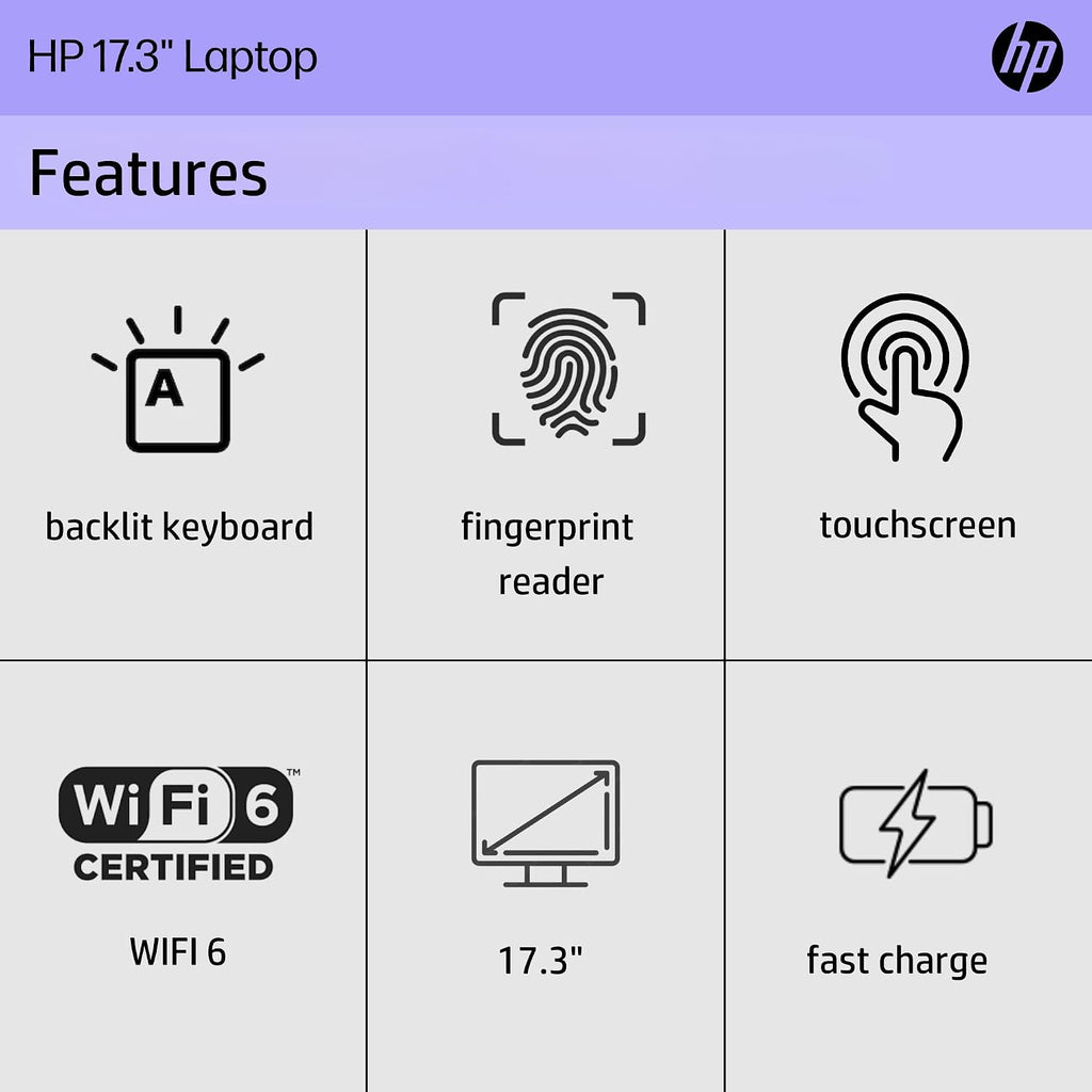 HP 17.3' Touchscreen Laptop • Backlit Keyboard • AMD Ryzen 5 7530U (Outperforms Intel i7-1355U) • 16GB RAM, 512GB SSD • Windows 11 with Office 365 for Web