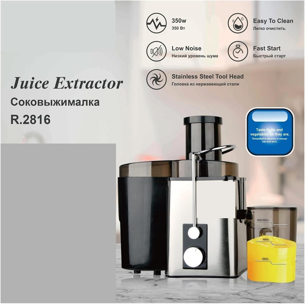 Stainless Steel 350W Juicer, 2-Speed Electric Fruit & Vegetable Extractor, Multi-Function Juicer, Easy to Clean, Compact Design(AU-220V)