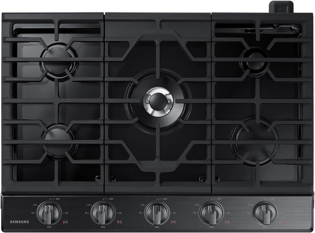 SAMSUNG 30' Built In Smart Gas Cooktop with Illuminated Knobs, 5 Burners, Black Stainless Steel, NA30N6555TG/AA