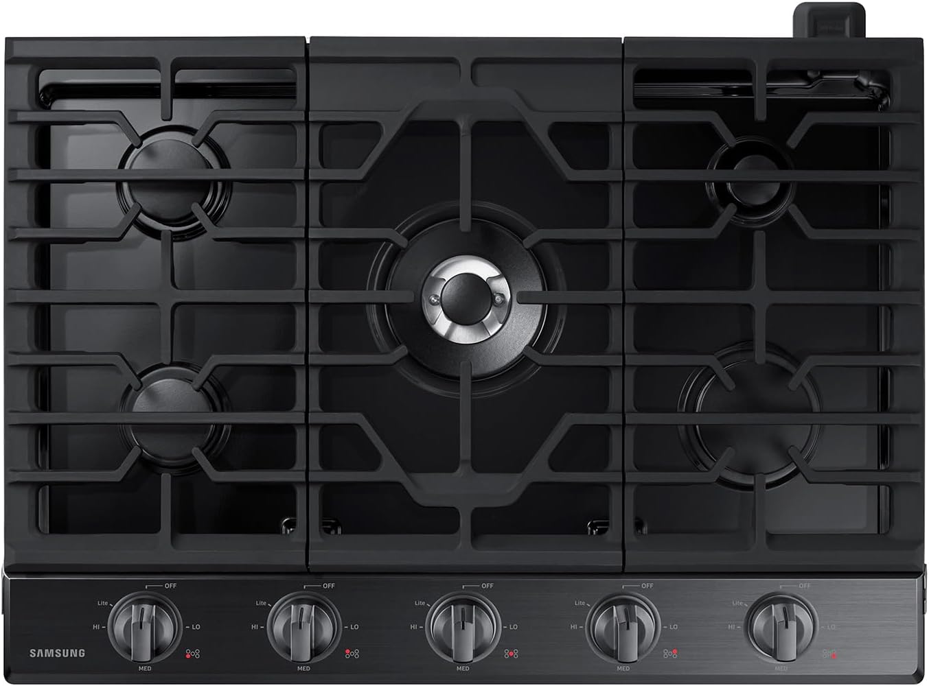 SAMSUNG 30' Built In Smart Gas Cooktop with Illuminated Knobs, 5 Burners, Black Stainless Steel, NA30N6555TG/AA