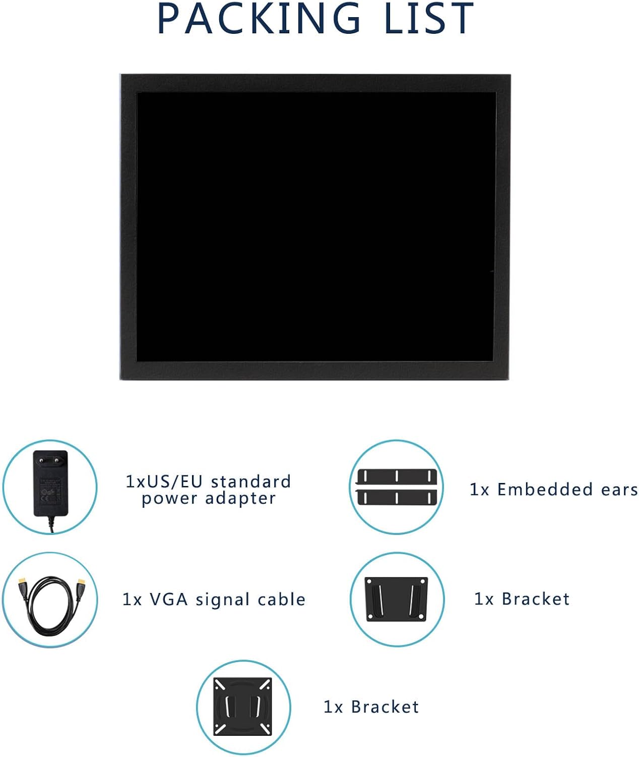VSDISPLAY 15 Inch 1024x768 IPS LCD Monitor 4:3 Aspect Ratio Display with Metal Housing,Supports VGA/DVI Input,for Industrial/Gaming Extra Monitor