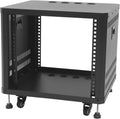 Undercat 9U Network & Audio Rack, Open Frame Audio Rack with Wheels & Feet, Rolling Network Server Cabinet with Lifting Handle, for Video Music Recording & It Equipment (Black)