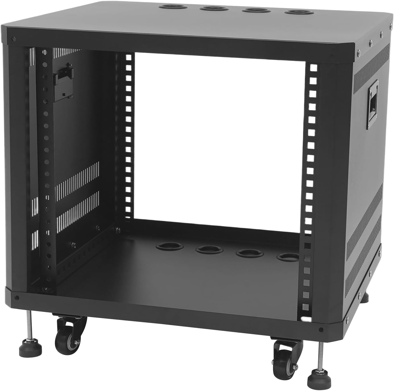 Undercat 9U Network & Audio Rack, Open Frame Audio Rack with Wheels & Feet, Rolling Network Server Cabinet with Lifting Handle, for Video Music Recording & It Equipment (Black)