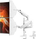 PUTORSEN 17-49'Premium Aluminum Heavy Duty Dual Monitor Arm for Ultrawide Screens up to 44lbs, Vertical Stacked Dual Monitor Desk Mount, Full Motion Dual Vertical Monitor Mount, VESA 75/100, White